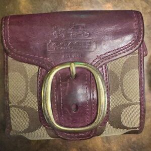 Beautiful Coach Burgundy and Beige Wallet 
Small stain inside
